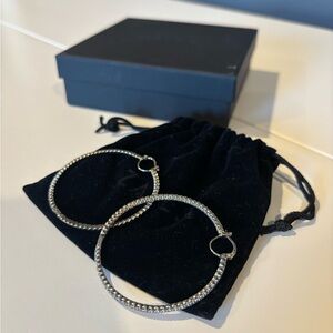 Zales Lab-Created White Sapphire Hoop Earrings in Sterling Silver